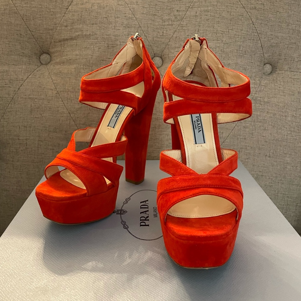 Prada Red Platform Sandals
